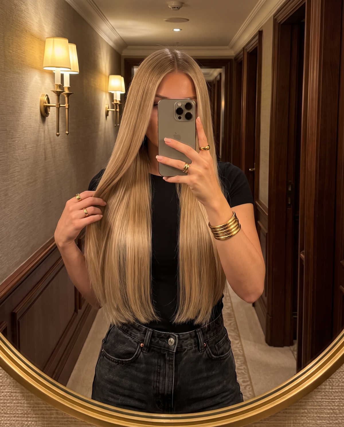 Aschblond A18 – Spiegelselfie im Hotelflur